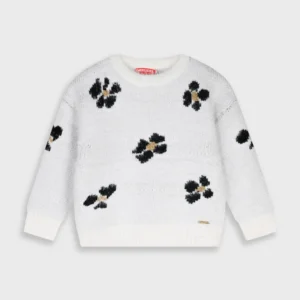 Πλεκτή μπλούζα με λουλούδια για κορίτσι