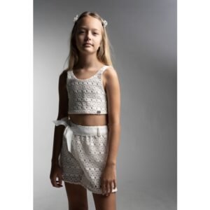 Σετ σορτσάκι λευκό κιπουρ με crop top